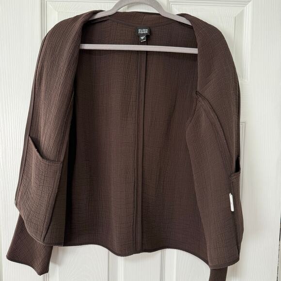 Eileen Fisher Women's Stand Collar Silk Blend Textured Jacket Size Medium - Picture 4 of 13